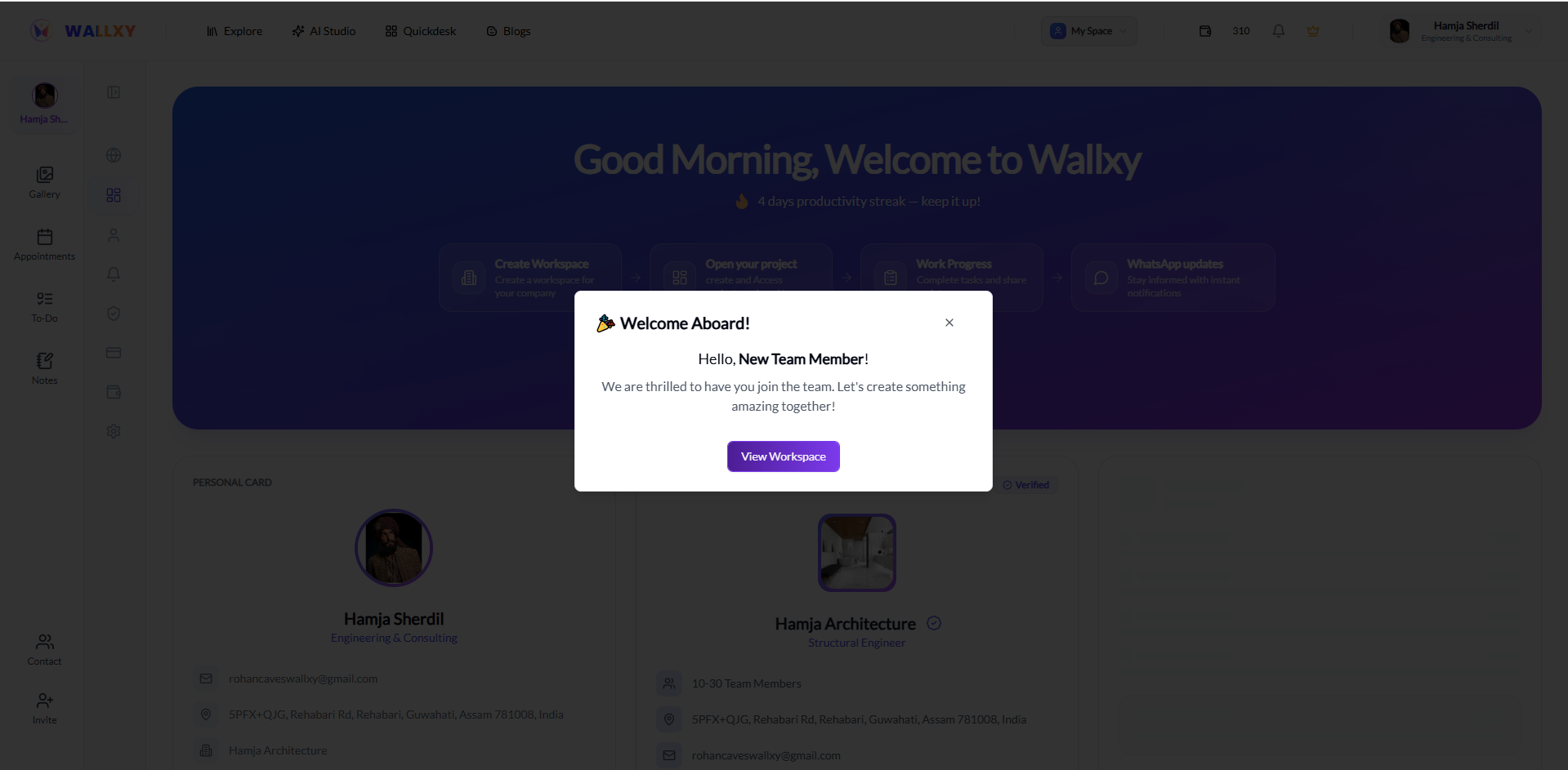 Workspace Dashboard
